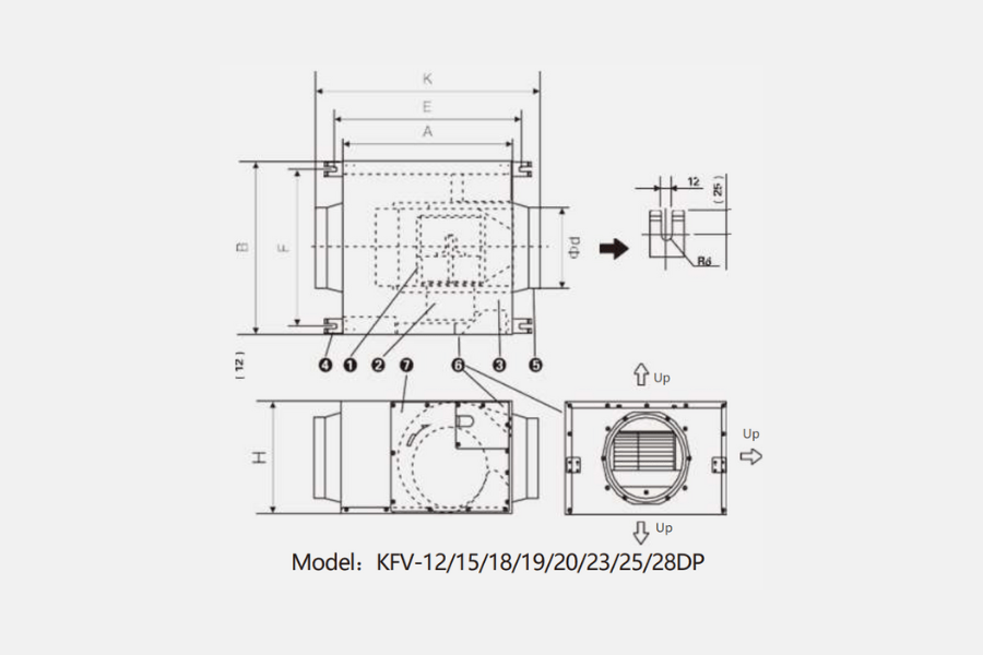 Quạt thông gió âm trần nối ống Kodisen KFV-12DP