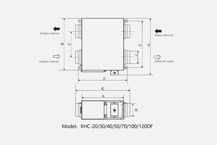 Quạt thông gió âm trần nối ống tích hợp phin lọc 2 chiều Kodisen KHC-40DF