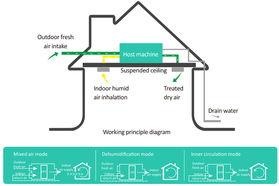 Máy hút ẩm âm trần nối ống gió Vantes VXX-50TH
